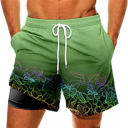 Men's Swim Trunks Swim Shorts Quick Dry Board Shorts Bathing Suit Compression Liner with Pockets Drawstring Swimming Surfing Beach Water Sports Floral Printed Spring Summer Lightinthebox