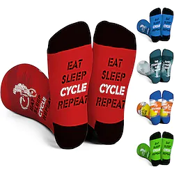 Funny Socks Novelty Socks Crew Socks Cycling Socks Men's Women's Eat Sleep Cycling Socks Camping Hiking Outdoor Exercise Walking Bike Cycling Breathable Quick Dry Sweat wicking 1 Pair Green Navy Lightinthebox
