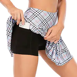 Women's Tennis Skirts Golf Skirts Golf Skorts With Pockets Quick Dry Moisture Wicking Skirt Regular Fit With Inner Shorts Plaid Summer Gym Workout Tennis Golf / Micro-elastic / Lightweight Lightinthebox