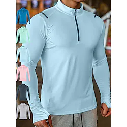 Men's Women's Workout Shirt Running Shirt Quarter Zip Long Sleeve Top Athletic Athleisure Winter Spandex Breathable Quick Dry Soft Running Jogging Training Sportswear Activewear Solid Colored Dark Lightinthebox