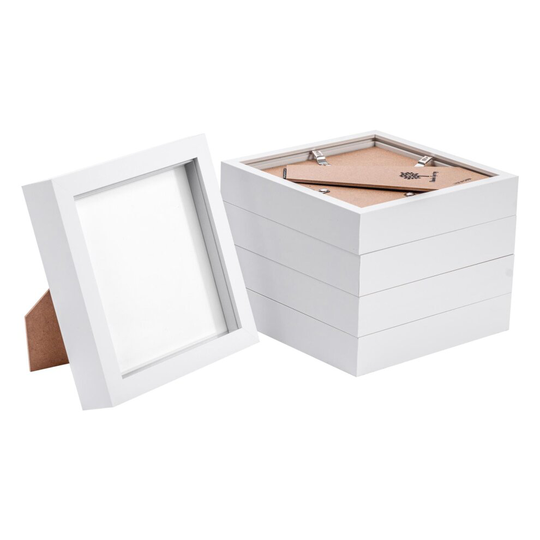 Nicola Spring 3D Box Photo Frames - 6" x 6" - White - Pack of 5