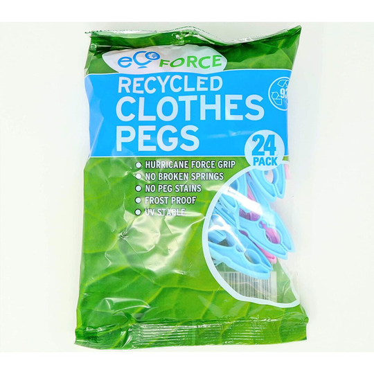 Caraselle Ecoforce 48 Strong Hurricane Force Grip Clothes Pegs made of Recycled Plastic (2 packs of 24)
