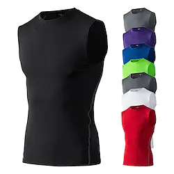 Men's Gym Tank Top Compression Tank Top Sleeveless Compression Clothing Athletic Winter Quick Dry Sweat wicking Gym Workout Basketball Running Sportswear Activewear Solid Colored Neon Green Black Lightinthebox