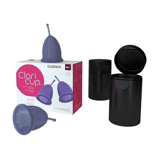 Claripharm - Duopack Two Antimicrobial Menstrual Cup Size 2 - Comes with Its Carrying & Disinfection Box - The Softness Period Cup