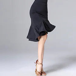 Latin Dance Skirts Ruching Split Joint Women's Performance Dropped Milk Fiber Lightinthebox