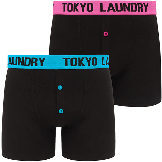 Mens Underwear Nelson 2 (2 Pack) Boxer Shorts Set in Blue Atoll / Raspberry Rose - Tokyo Laundry / S - Tokyo Laundry