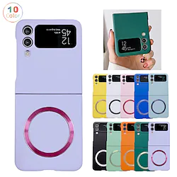 Phone Case For Samsung Galaxy Flip Z Flip 4 Z Flip 3 Portable Flip Ultra-thin Solid Colored PC Lightinthebox