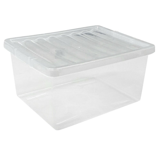Clear Plastic Storage Box 27 Litre Clear Box With Lid Strong Quality Container
