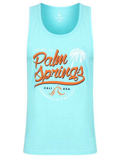 Vests Palm Springs Motif Print Cotton Vest Top in Limpet Shell Blue - South Shore / S - Tokyo Laundry