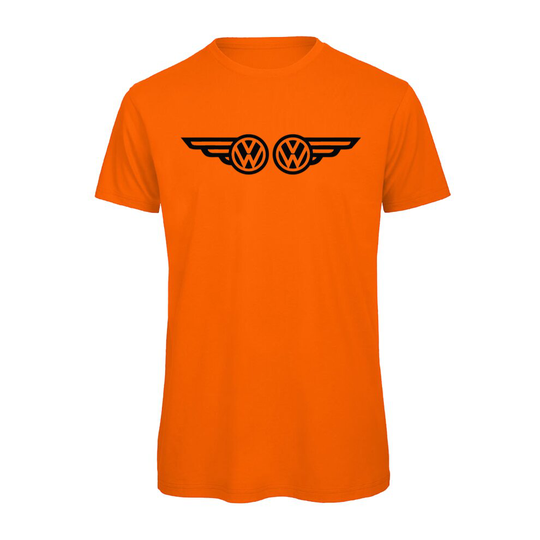 (Orange, M) Vw Wings Camper Campervan Graphic 100% Organic Very High Quality T-shirt, Gift Boxed Perfect Christmas, Birthday Gift