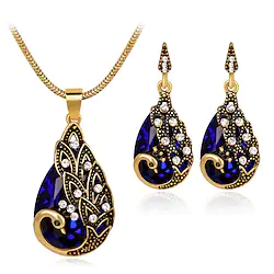 Hoop Earrings 1 set Alloy 1 Necklace Earrings Women's Dainty Lovely Vintage Style Oval Jewelry Set For Party Daily Lightinthebox