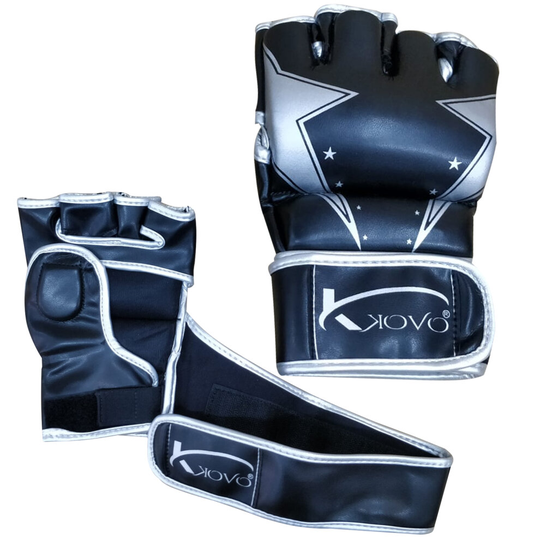 (Medium) Kovo Rex Leather MMA Boxing Gloves Training Black