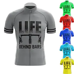 21Grams Men's Cycling Jersey Short Sleeve Bike Jersey Top with 3 Rear Pockets Mountain Bike MTB Road Bike Cycling Breathable Quick Dry Moisture Wicking Reflective Strips Green Yellow Grey Graphic Lightinthebox