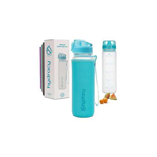 Hydracy Water Bottle with Time Marker -500ml BPA Free Water Bottle - Leak Proof & No Sweat Gym Bottle with Fruit Infuser Strainer for Fitness or