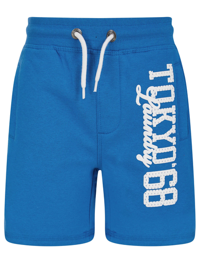 Jogger Shorts Boys Script Motif Brushback Fleece Jogger Shorts in Jet Blue -Kids / 5-6 Years - Tokyo Laundry
