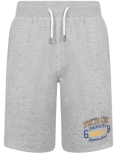 Jogger Shorts Otter Rock Motif Brushback Fleece Jogger Shorts in Light Grey Marl - Tokyo Laundry / S - Tokyo Laundry