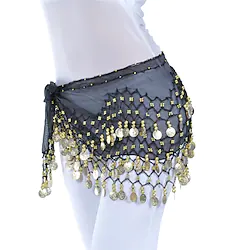 Belly Dance Hip Scarf Coin Sequin Women's Training Chiffon / Ballroom Gold Coin Belt Lightinthebox
