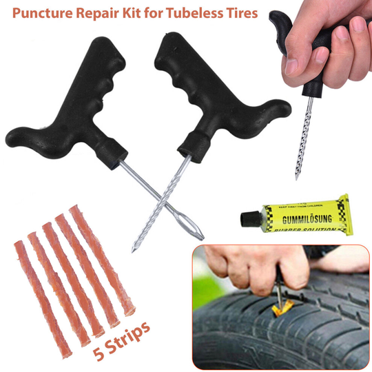 Emergency Car van Tubeless Tyre Puncture Repair Kit Tool with 5 Strip