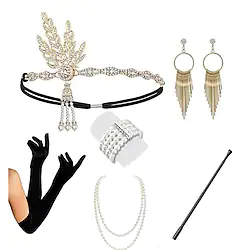 The Great Gatsby 1920s The Great Gatsby Flapper Headband Women's Costume Pearl Necklace Vintage Cosplay Halloween Festival Gloves / Headwear / Bracelets Bangles / Earrings / Earrings Lightinthebox