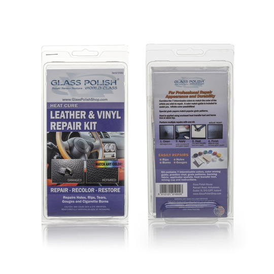 GLASS POLISH GP91002 Leather and Vinyl Repair DIY Kit, Repairs holes, rips, tears, gouges, cigarette burns/Heat Cure