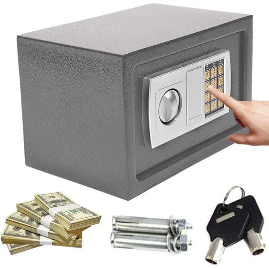 (8.5L Personal Household Safe Boxwith 2 Keys Grey) Digital Steel Safety Box Electronic Coffer Deposit Box