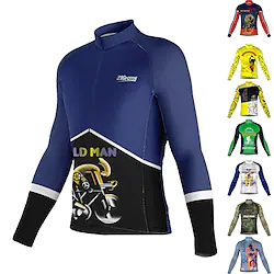 Men's Cycling Jersey Long Sleeve Bike Jersey Top with 3 Rear Pockets Mountain Bike MTB Road Bike Cycling Breathable Quick Dry Moisture Wicking Reflective Strips Green Yellow Army Green Graphic Spandex Lightinthebox