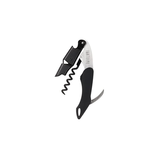 Vintorio Professional Waiters Corkscrew - Wine Key with Ergonomic Rubber Grip, Beer Bottle Opener and Foil Cutter (1 Pack)