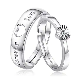 Men Women Couple Rings Wedding Classic Silver S925 Sterling Silver Heart Stylish Sweet 1 Pair Zircon Lightinthebox