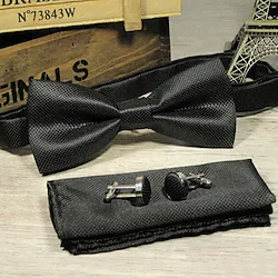 Men's Ties Bow Tie Pocket Square Cufflinks Sets Bow Tie Gift Box Work Wedding Gentleman Solid Colored Lightinthebox