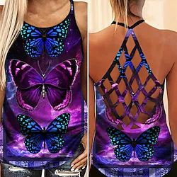 Women's Tank Top Cut Out Fashion Purple Yoga Fitness Gym Workout Top Sleeveless Sport Activewear Breathable Quick Dry Comfortable Stretchy Lightinthebox