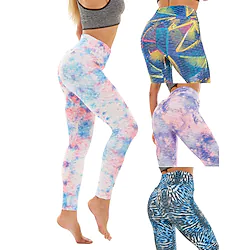 Women's Yoga Pants Tummy Control Butt Lift Quick Dry High Waist Yoga Fitness Gym Workout Leggings Bottoms Tie Dye Skull Red / black Violet YellowBlue Sports Activewear Stretchy Skinny / Athletic Lightinthebox