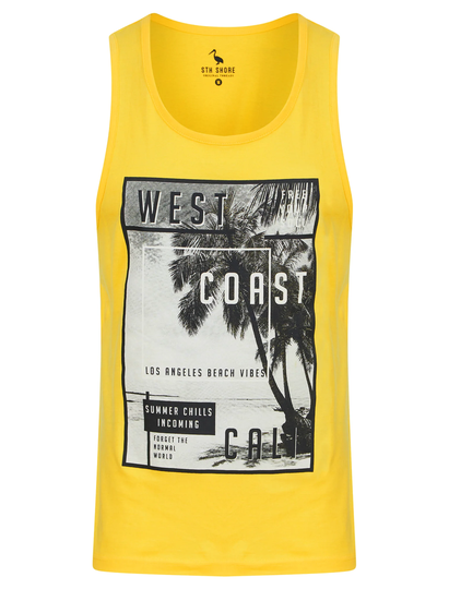Vests WC Cali Motif Print Cotton Vest Top in Snapdragon Yellow - South Shore / S - Tokyo Laundry