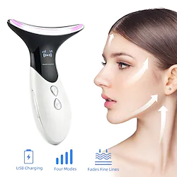 Neck Beauty Device Reduce Double Chin Therapy Facial Lifting Vibration Neck Massager Heating Rejuvenation Ions Massager LED Photon Tighten Skin Anti Wrinkles Lightinthebox