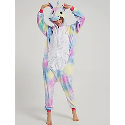 Adults' Kigurumi Pajamas Unicorn Flying Horse Printing Onesie Pajamas Flannel Fabric Cosplay For Men and Women Christmas Animal Sleepwear Cartoon Festival / Holiday Costumes / Leotard / Onesie Lightinthebox