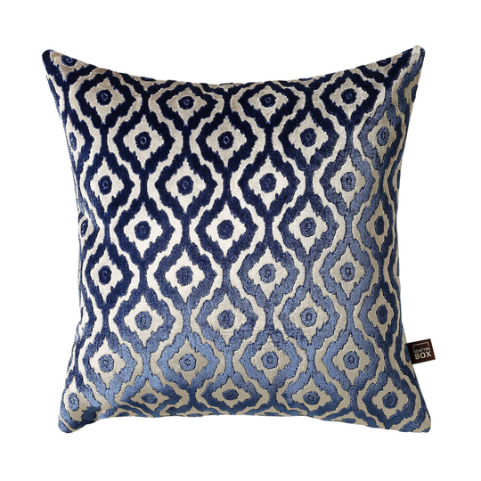 (35 x 50 Cm) Scatter Box Kafir Cut Velvet Feather Filled Cushion, Blue