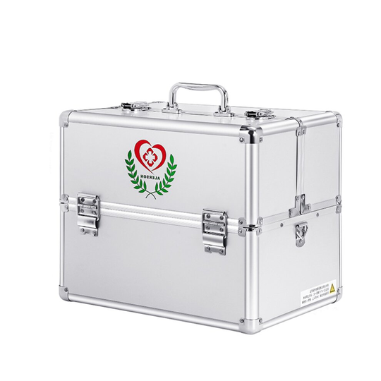 (Silver, 18-inch/ 3 Layers) Youngshion Portable Cross Shoulder Multi Foldable Layers First Aid Box Emergency Medicine Case with Child Safe Lock for Ho