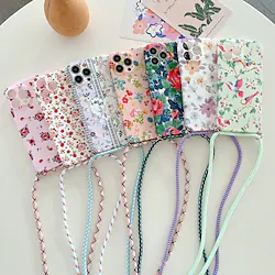 Phone Case For Apple Back Cover Handbag Purse iPhone 14 iPhone 13 Pro Max 12 11 SE 2022 X XR XS Max 8 7 Bumper Frame with Removable Cross Body Strap Soft Edges Flower TPU PC Lightinthebox