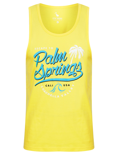 Vests Palm Springs Motif Print Cotton Vest Top in Snapdragon Yellow - South Shore / S - Tokyo Laundry