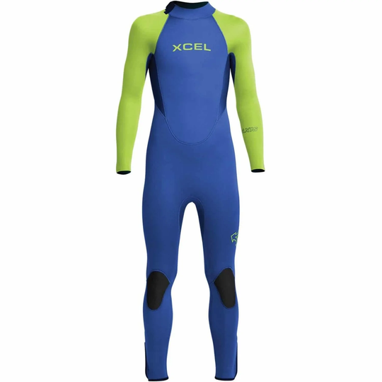 Xcel Youth 4/3mm Axis Back Zip Kids Wetsuit - Faint Blue/Lime