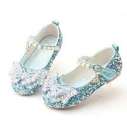 Frozen Fairytale Princess Elsa Mary Jane Shoes Girls' Movie Cosplay Sequins Halloween Silver Rosy Pink Blue Shoes Halloween Carnival Masquerade Polyester Plastics Lightinthebox