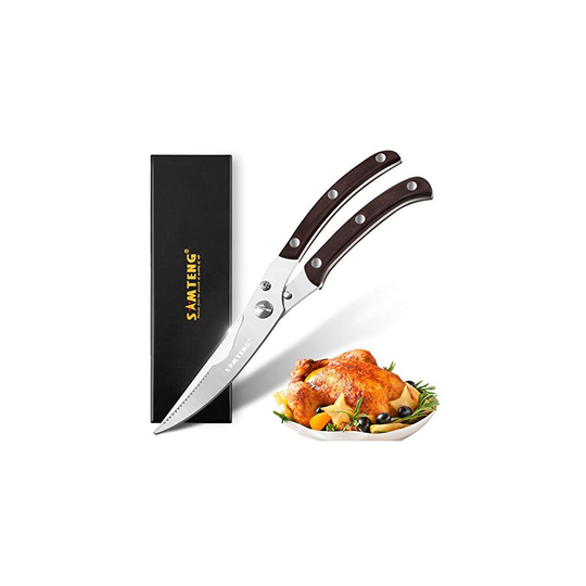 Kitchen Shears-Heavy Duty Spring Loaded Stainless Steel Kitchen Scissors, Good Grips Multi-purpose Poultry Shears With Non-slip Handle And Safe P