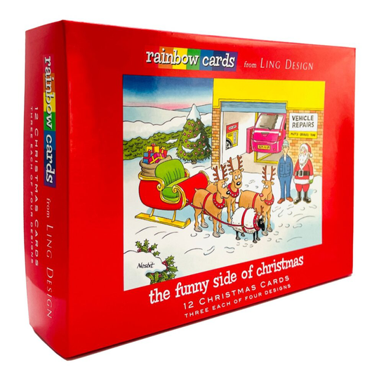 The Funny Side of Christmas Box of 12 Assorted Humorous Ling Design Christmas Cards