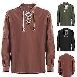 Warrior Gothic Retro Vintage Medieval 17th Century Blouse / Shirt Cosplay Costume Masquerade Men's Costume Vintage Cosplay Event / Party Long Sleeve Shirt Halloween Lightinthebox