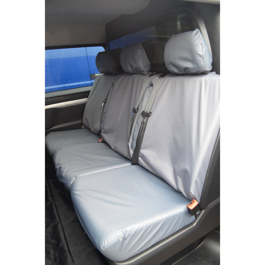 (Rear Crew Cab (Non Tumble), Grey) TURTLE COVERS Vauxhall Vivaro 2019+ Seat Covers