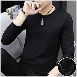 Men's T shirt Tee Plain Round Neck Outdoor Casual Long Sleeve Clothing Apparel Sports Fashion Streetwear Lightinthebox