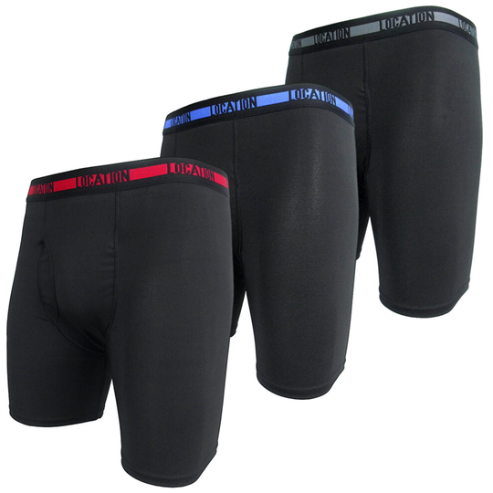 (Contender 1, L) Mens Location Boxers 3 Pack Sports Longer Leg Boxer Shorts Adults Underwear