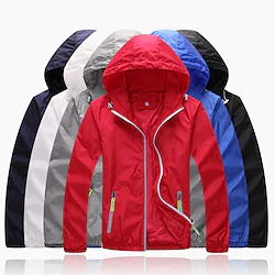 Men's Hoodie Jacket Hiking Windbreaker Summer Outdoor Packable UV Sun Protection Quick Dry Lightweight Outerwear Coat Top Fishing Climbing Camping / Hiking / Caving Light Blue Gray Orange White Black Lightinthebox