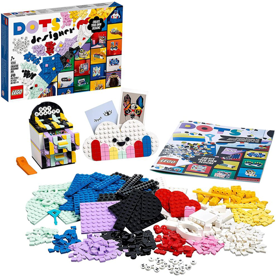 LEGO 41938 DOTS Creative Designer Box, Lots of Extra DOTS, Set with Pencil Holder, Desk Organiser, Picture Frame & Door Sign for Kids