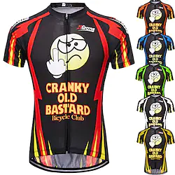 21Grams Men's Cycling Jersey Short Sleeve Bike Top with 3 Rear Pockets Mountain Bike MTB Road Bike Cycling UV Resistant Breathable Quick Dry Moisture Wicking Green Blue Yellow Novelty Old Man Sports Lightinthebox
