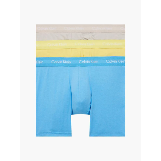 (M) Calvin Klein 3 Pack Boxer Briefs - Cotton Stretch - Ocean Storm / Lime / Signature Blue